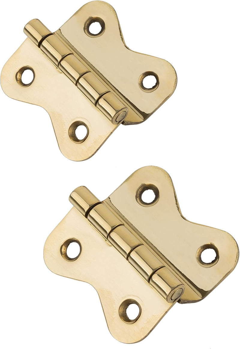 Brass Offset Hoosier Type Cabinet Butterfly Hinges | 1 5/8" Wide x 1 1/2" High