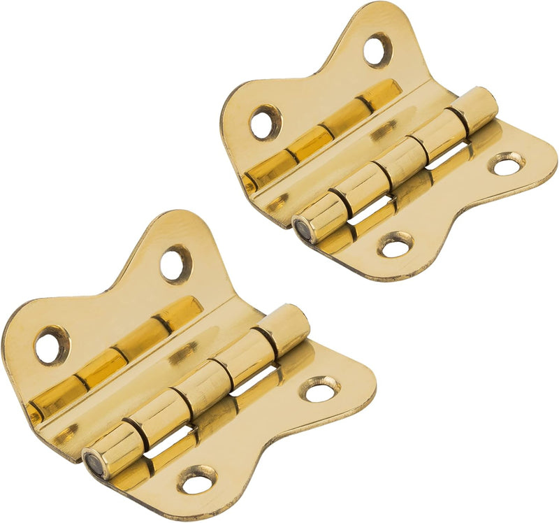 Brass Offset Hoosier Type Cabinet Butterfly Hinges | 1 5/8" Wide x 1 1/2" High