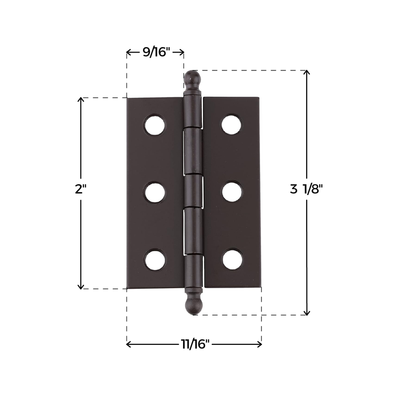 Oil Rubbed Bronze Plated Hinge | 2" High x 1 3/8" Wide