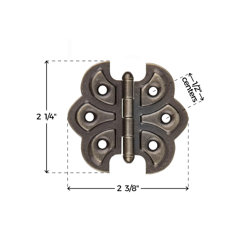 Antique Brass Finished Butterfly Hinge | 2 1/4" Wide x 2" High