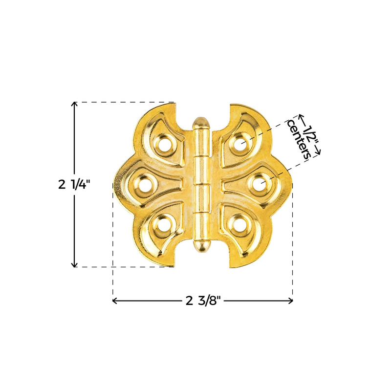 Brass Plated Butterfly Hinge | 2 1/4" Wide x 2" High