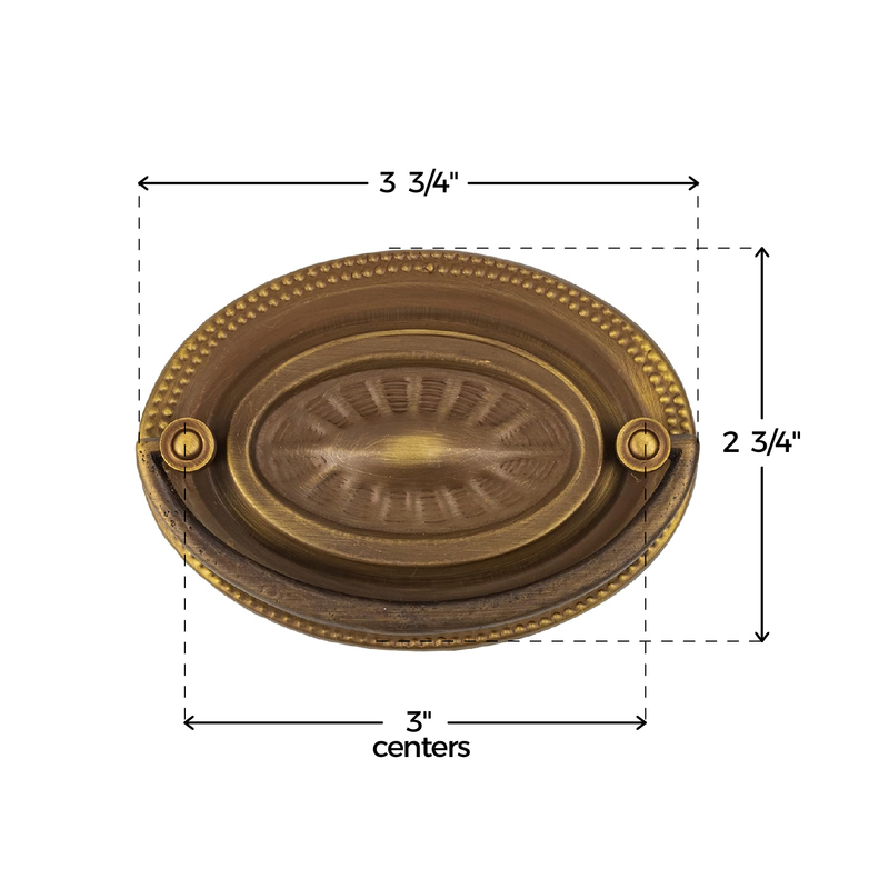 Hepplewhite Antique Brass Drawer Bail Pull | Centers: 3"
