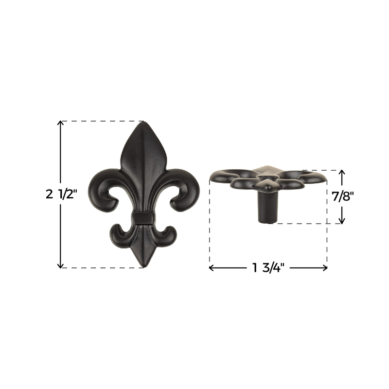 Fleur-de-Lis Black Finished Drawer Knob