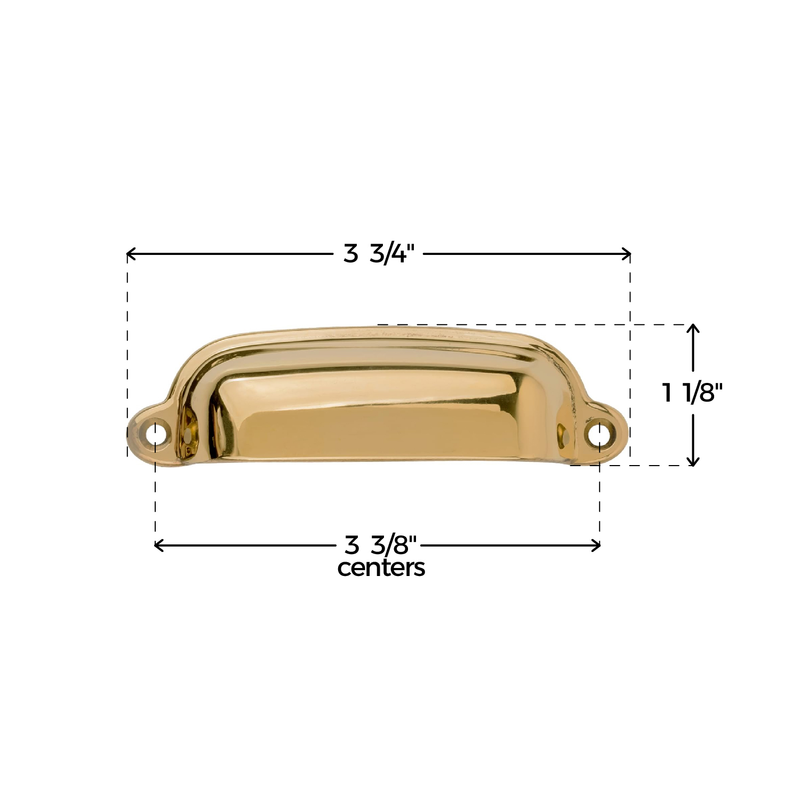 Classic Style Cast Brass Drawer Bin Pull | Centers: 3-3/8"