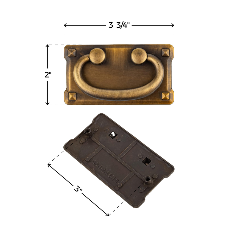 Large Horizontal Mission Antique Brass Finished Drawer Bail Pull | Centers: 3"
