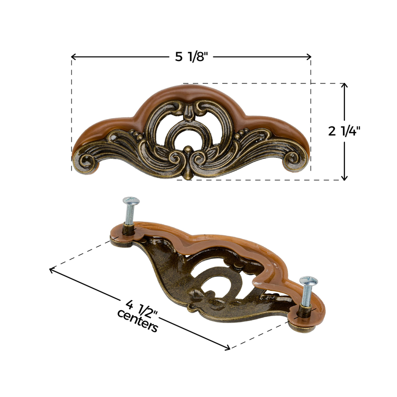 Scrolled Waterfall Style Drawer Pull | Centers: 4-1/2"