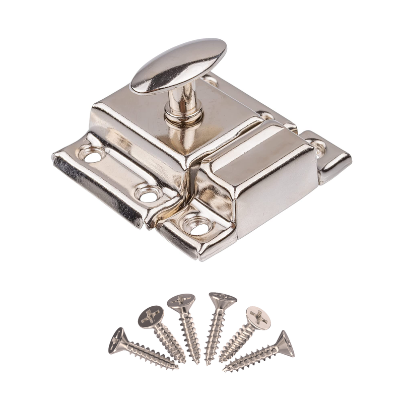 Classic Small Oval Turn Nickel Stamped Cabinet Latch