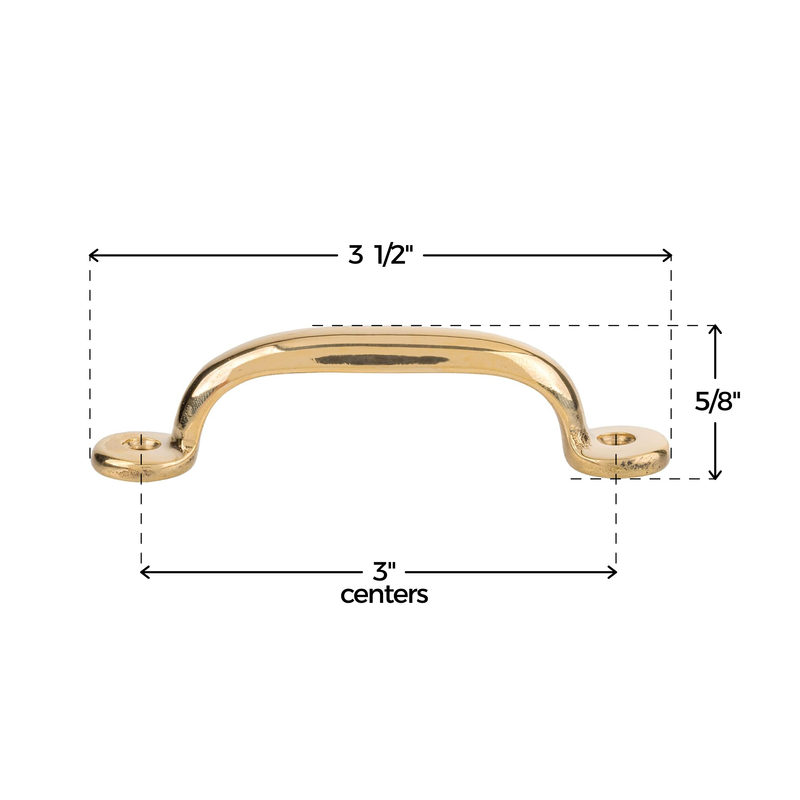 Hoosier Type Solid Brass Drawer Pull | Centers: 3"