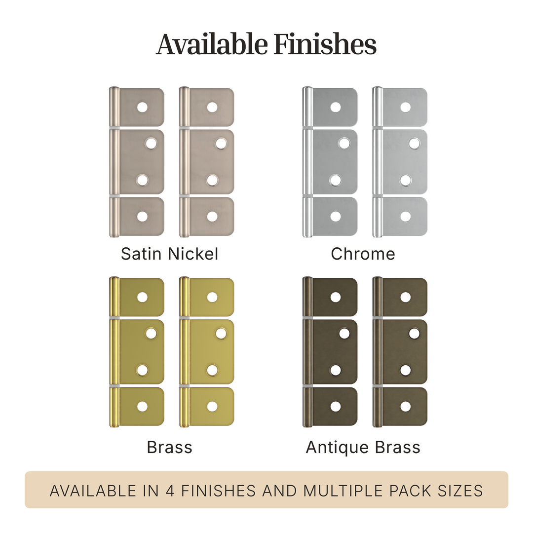 Nickel Flag Hinges for Bi-Fold Doors & Shutters - 3-1/2