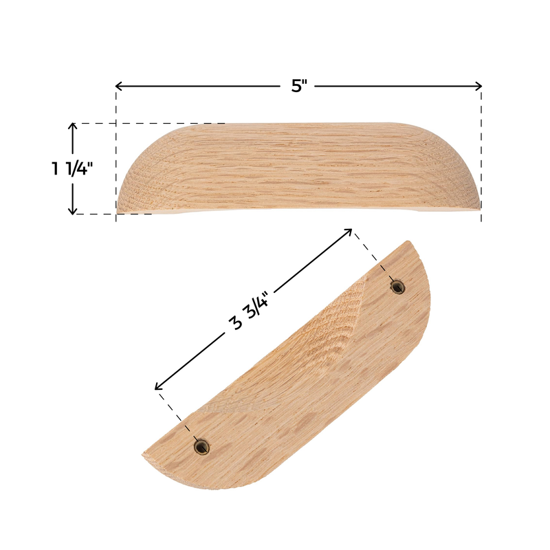 Small Oak Wood Drawer Pull or Desk Handle | 5" Wide x 1-1/4" High