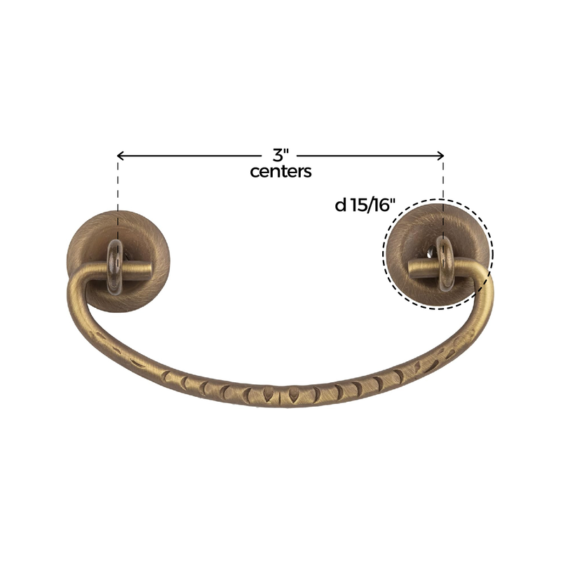 Classic Style Antique Brass Drawer Bail Pull | Centers: 3"