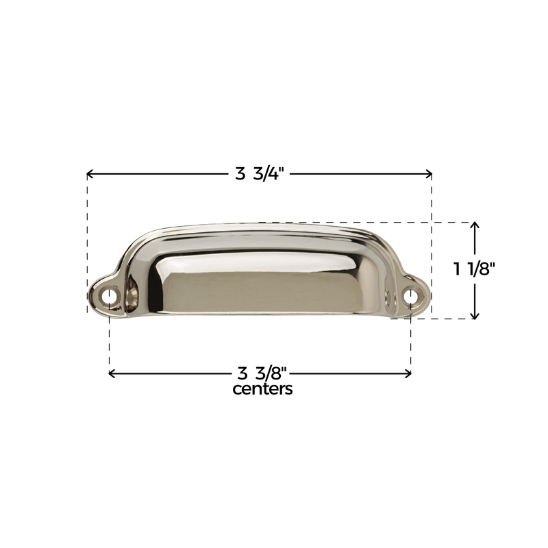 Classic Style Nickel Plated Drawer Bin Pull | Centers: 3-3/8"