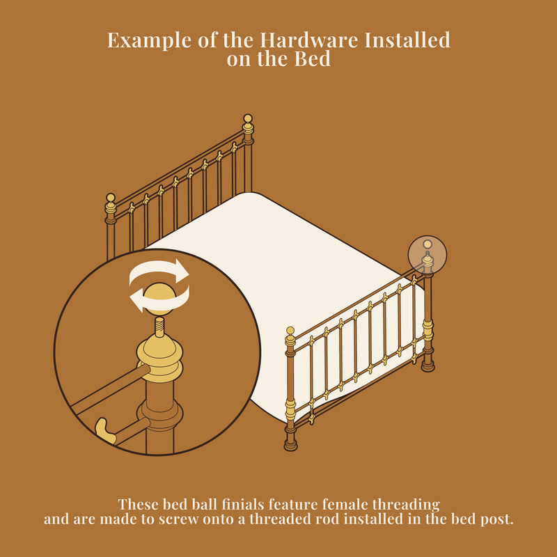 Polished Brass Ball Bed Post Finial | Diameter: 1-3/4"