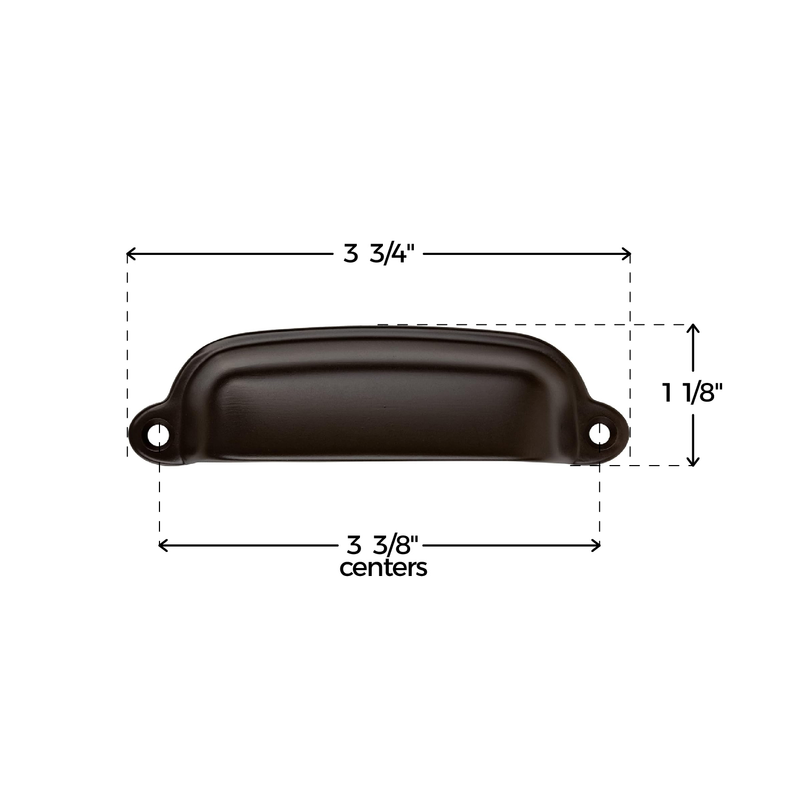 Classic Style Oil Rubbed Bronze Finished Drawer Bin Pull | Centers: 3-3/8"