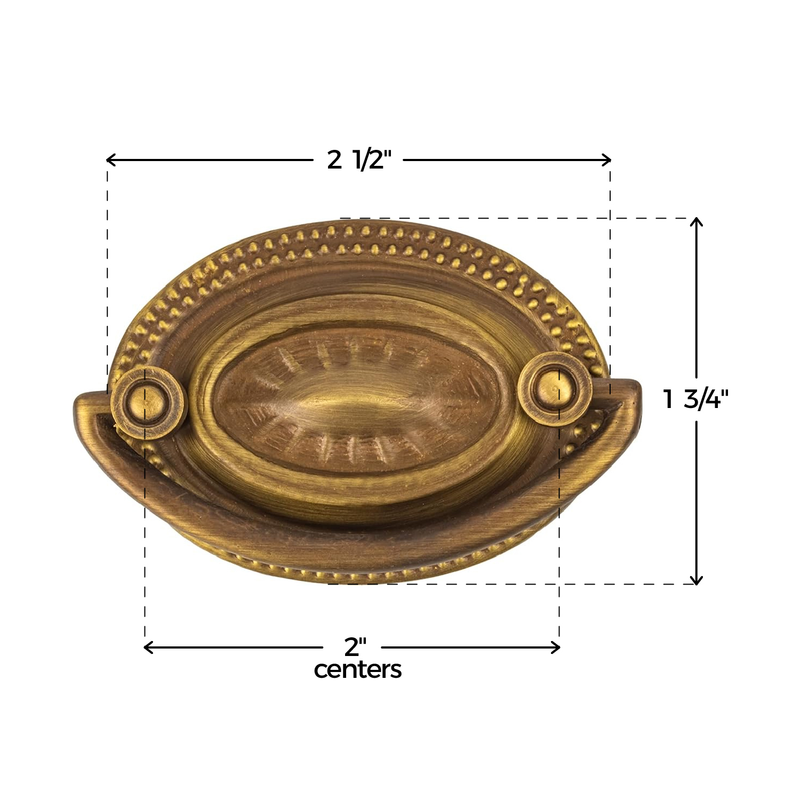 Hepplewhite Antique Brass Drawer Bail Pull | Centers: 2"