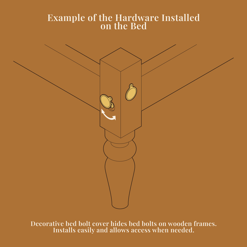 Decorative Cast Brass Bed Bolt Cover for Bedpost Bolts | Diameter: 1-5/8