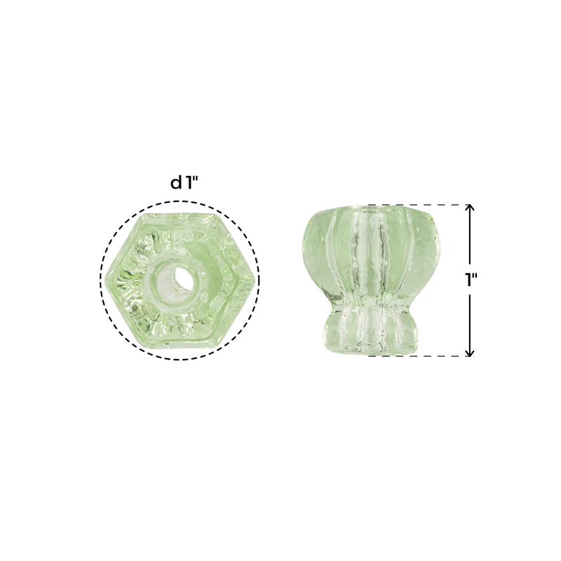 Depression Era Hexagonal Transparent Green Glass Drawer Knob | Diameter: 1"