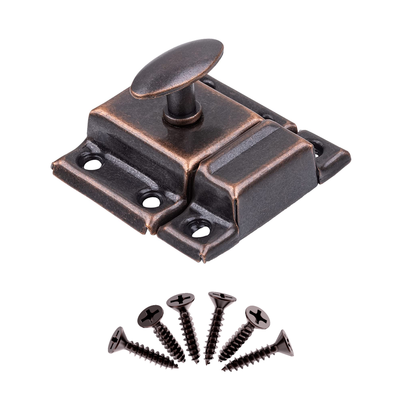 Classic Small Oval Turn Antique Copper Stamped Cabinet Latch