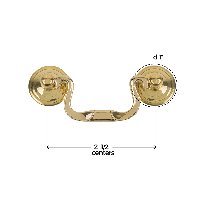 Queen Anne Cast Brass Swan-Neck Drawer Bail Pull | Centers: 2 1/2"