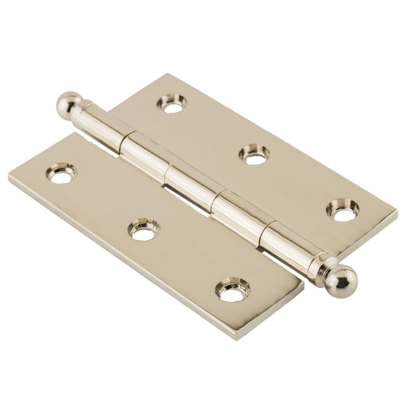 Large Polished Nickel Heavy Ball Tipped Butt Hinge | 2 1/2" High x 1 3/4" Wide