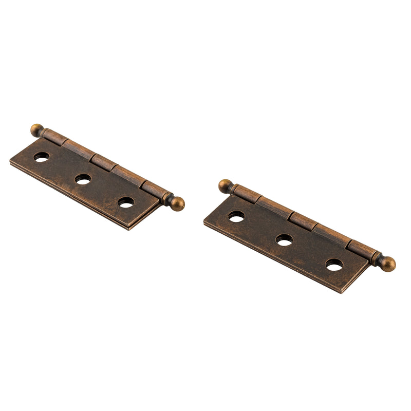 Small Antique Copper Butt Hinges with Ball Finials | 2" High x 1 3/8" Wide | Pack of 2