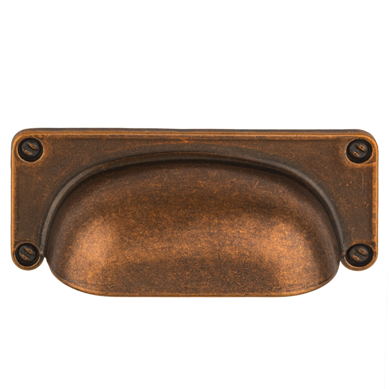 Farmhouse Style Antique Copper Finished Drawer Bin Pull | Centers: 2-1/2"