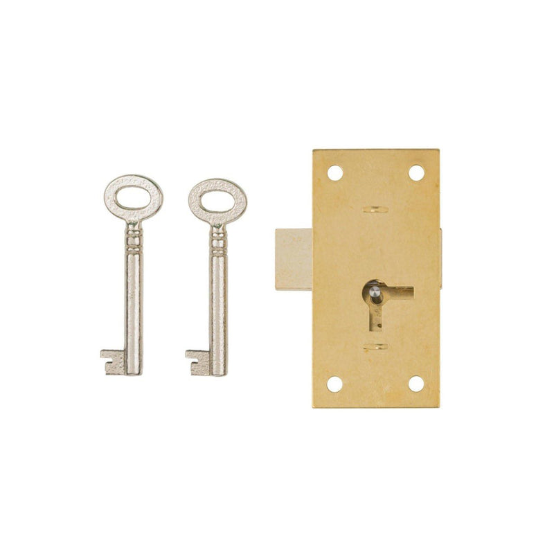 Extra Large Brass Flush Mount Lock Set for Grandfather Clock, Cabinet Door or Dresser Drawer