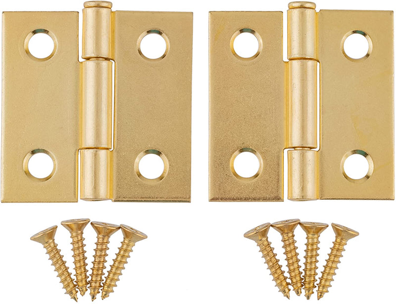 Brass Plated Butt Hinge with Removable Pin | 1-1/2" High x 1-1/2" Wide