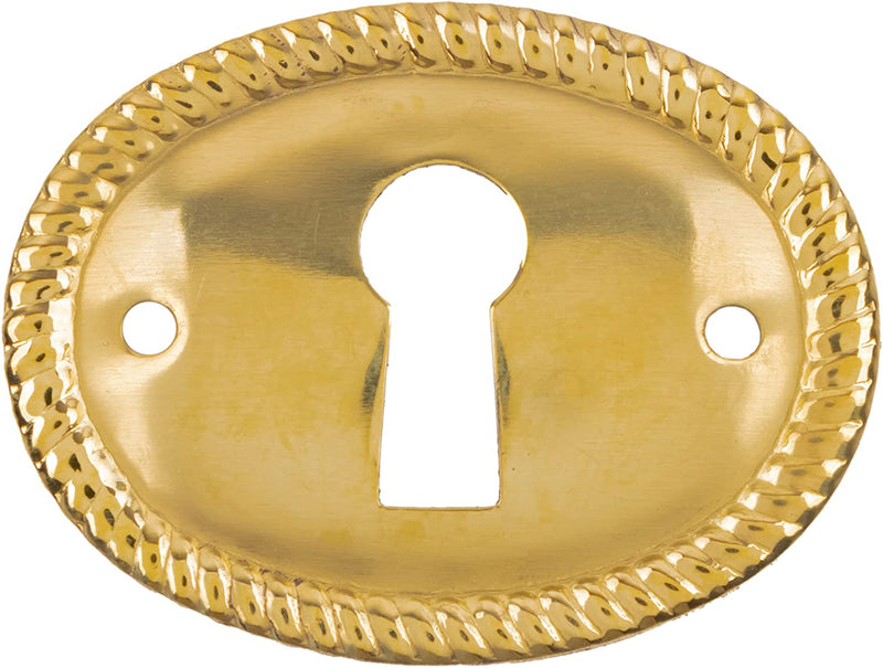 Rope Edged Oval Horizontal Stamped Brass Keyhole Cover | 1-1/2" x 1"