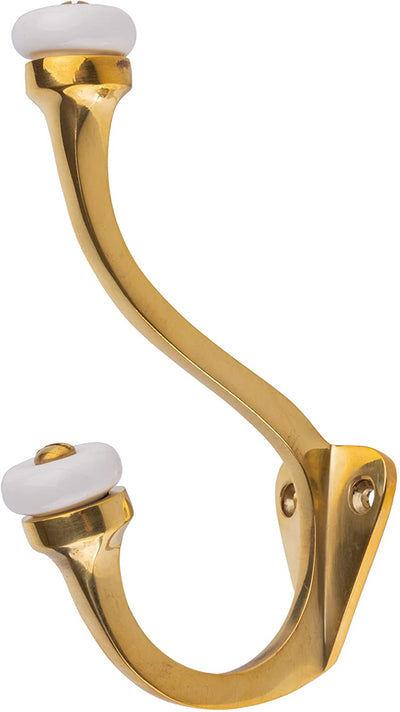 Coat Hook Front Mount Antique Brass With White Ceramic Knobs H23-P2351AB