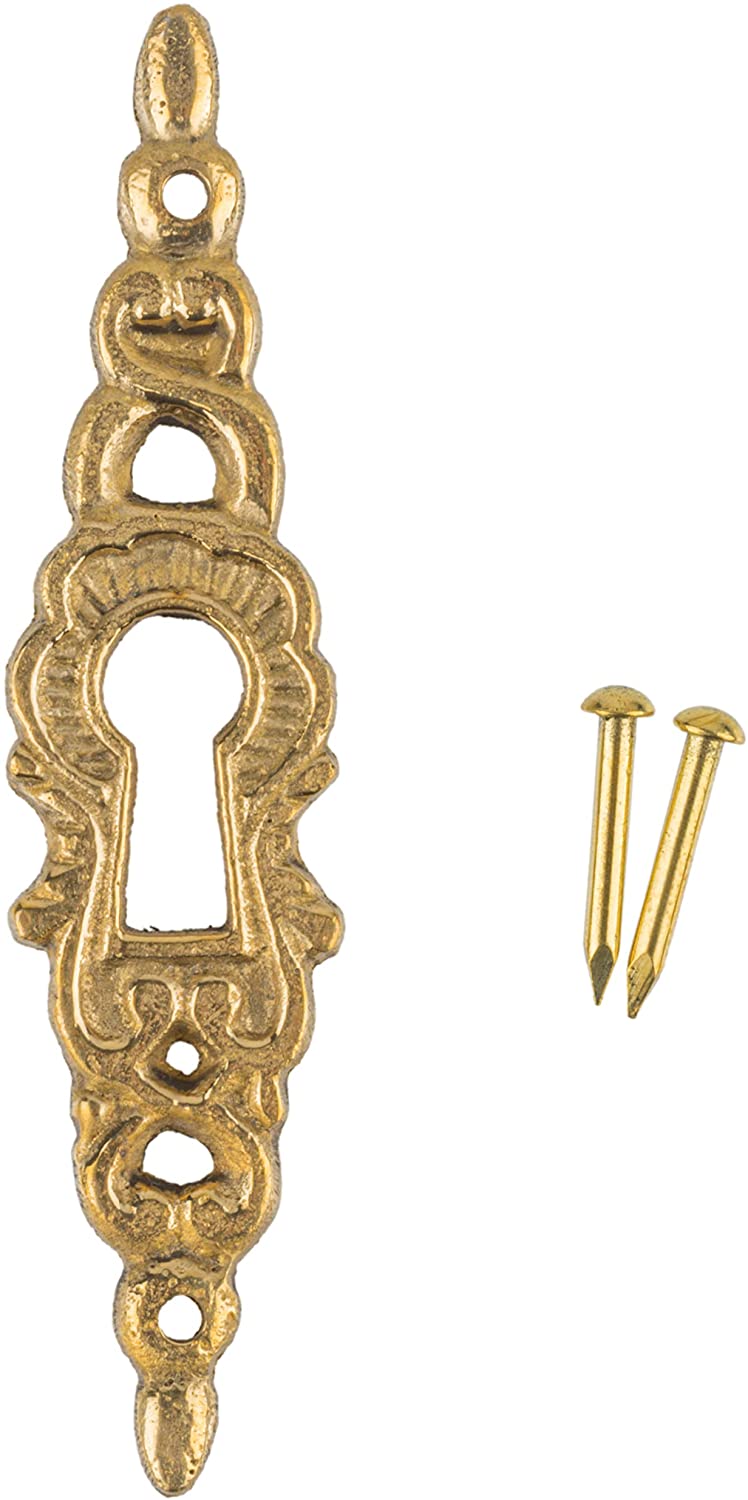 Vertical Cast Brass Decorative Keyhole Cover | 5/8" x 2-1/2"
