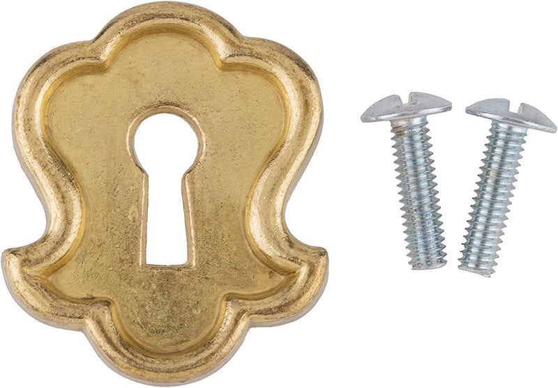Ornamental Satin Brass Decorative Keyhole Cover | 1-1/4" x 1-1/2"