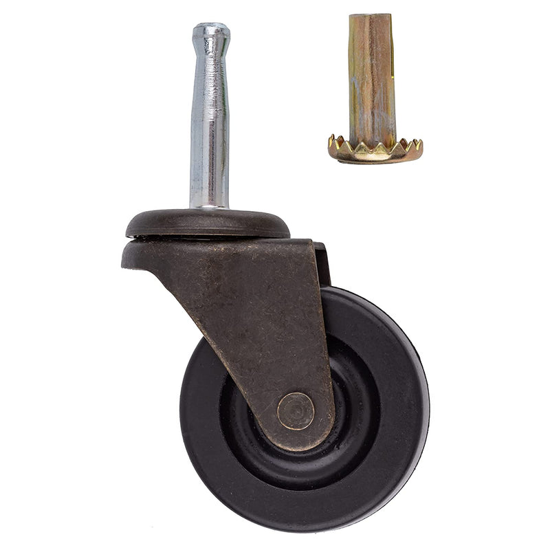 Rubber Wheel Heavy Duty Furniture Caster with Antique Brass Finished Fork