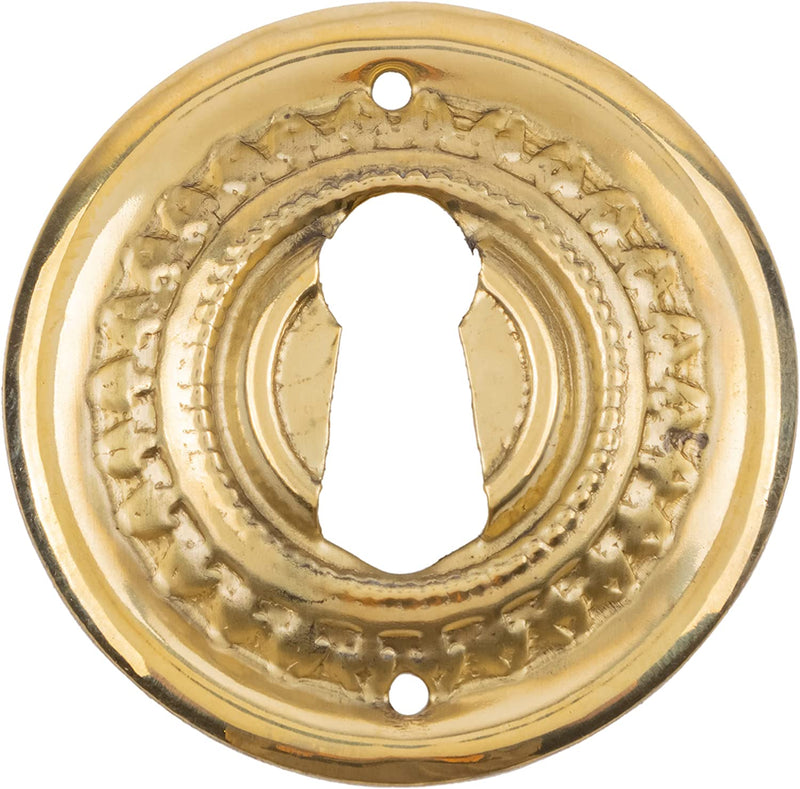 Round Antique Brass Eastlake Keyhole Cover | 1-1/2" Diameter