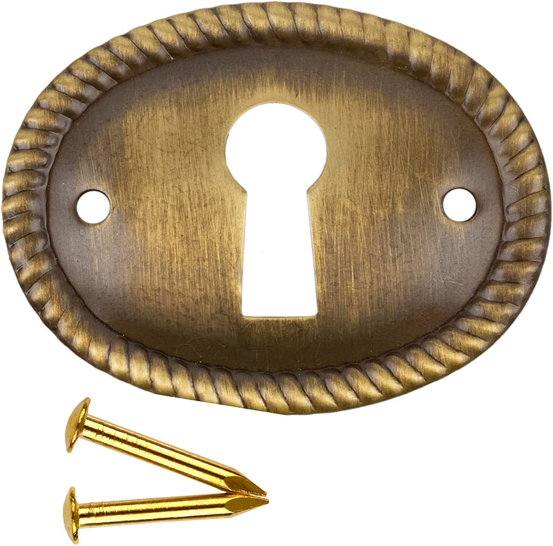 Oval Antique Brass Decorative Keyhole Cover | 1-1/8" x 1-1/2"
