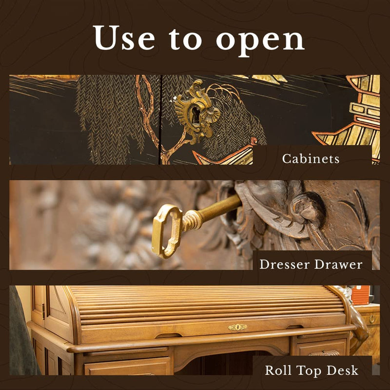 Hollow Barrel Antique Brass Cabinet Skeleton Key