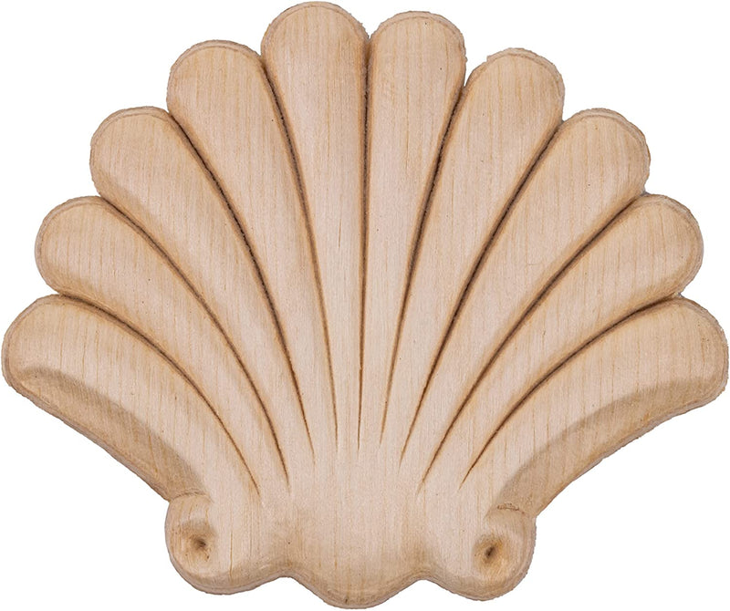 Shell Designed Birch Wood Applique | 3" x 2-1/2"
