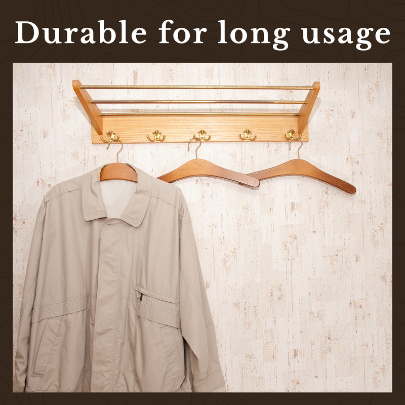Polished Brass Double Coat Hook Hanger with Ceramic Knobs