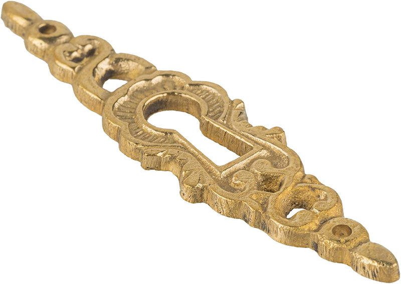 Vertical Cast Brass Decorative Keyhole Cover | 5/8" x 2-1/2"