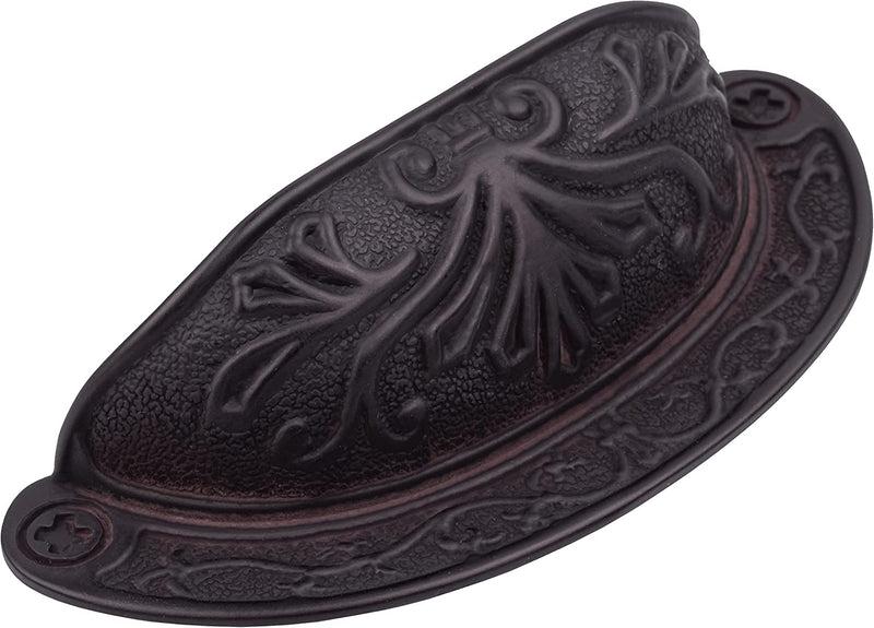 Baroque Style Scroll Pattern Oil Rubbed Bronze Finished Bin Pull | 2-1/2"