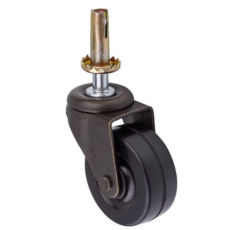 Rubber Wheel Heavy Duty Furniture Caster with Antique Brass Finished Fork