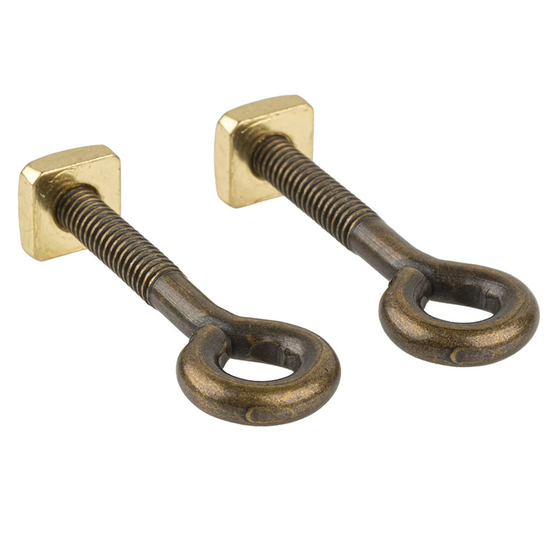 Aged Brass Plain Eye Bolts with Nuts | Pack of 2