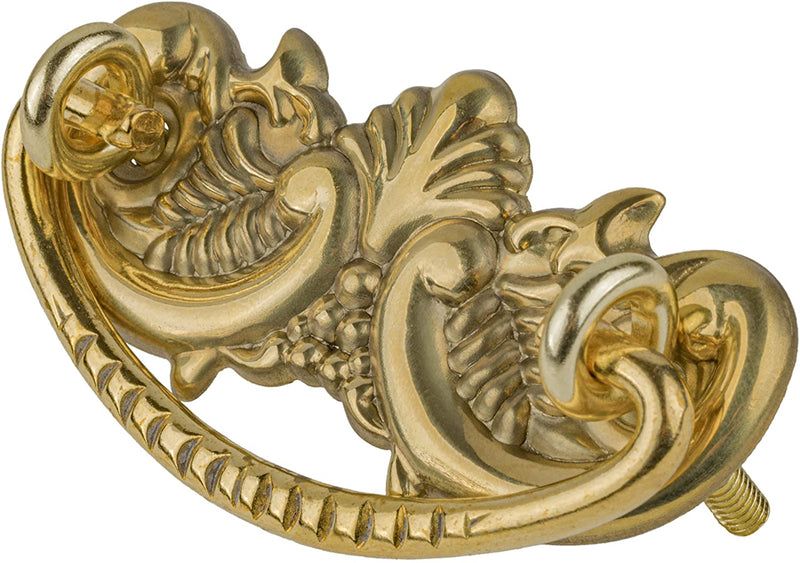 Small Victorian Period Leaf Design Brass Drawer Bail Pull | Centers: 2"
