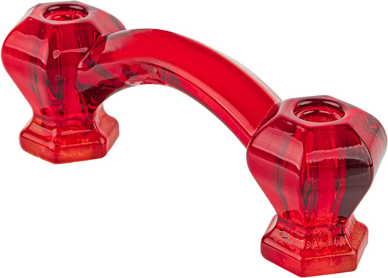 Hexagonal Depression Ruby Red Glass Drawer Pull | Centers: 3"