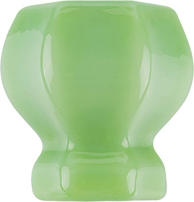 Depression Era Hexagonal Milk Green Glass Drawer Knob | Diameter: 1-1/2"