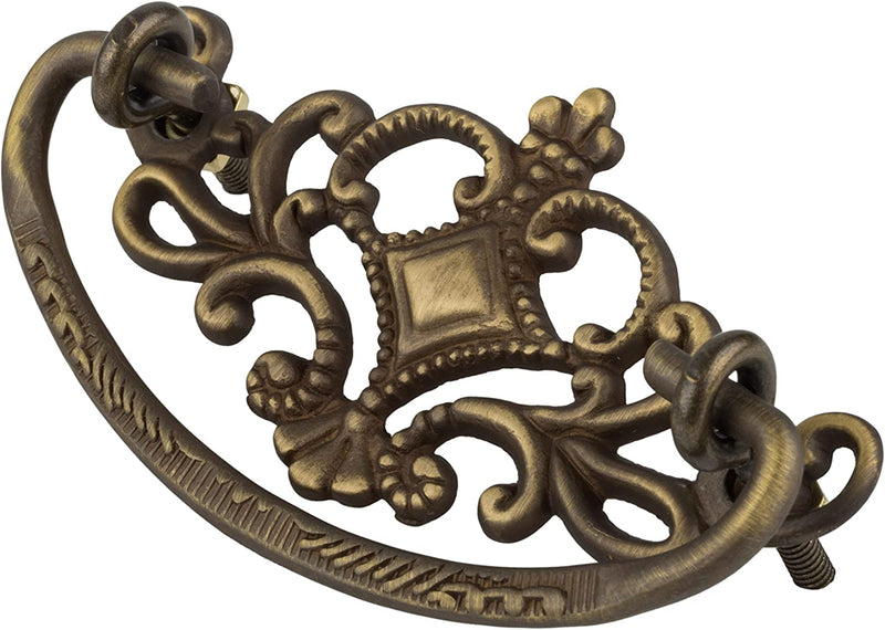 Victorian Period Antique Cast Brass Bail Drawer Pull | Centers: 3"