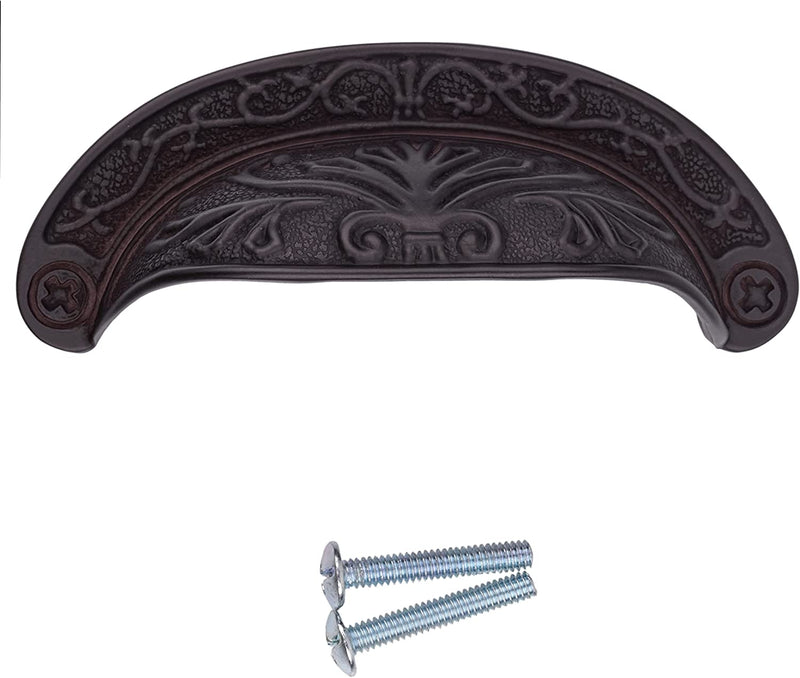 Baroque Style Scroll Pattern Oil Rubbed Bronze Finished Bin Pull | 2-1/2"