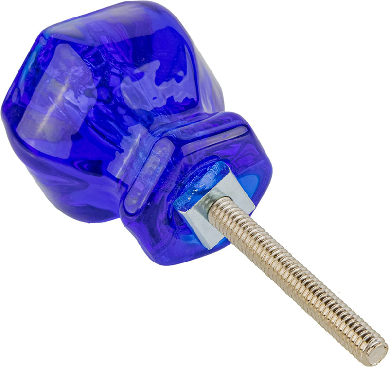Depression Era Hexagonal Cobalt Blue Glass Drawer Knob | Diameter: 1-1/4"