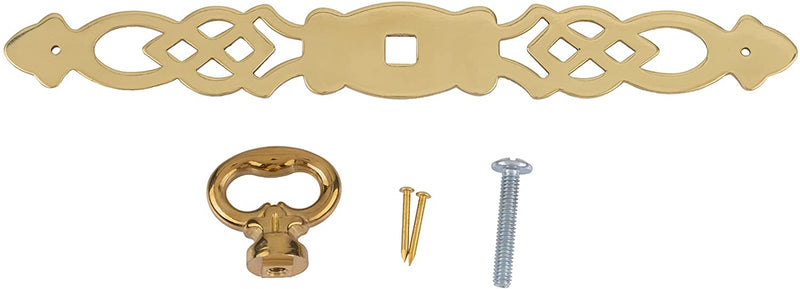 Solid Brass Door Pull with Pierced Back Plate Escutcheon | 3-3/4" x 3/4"