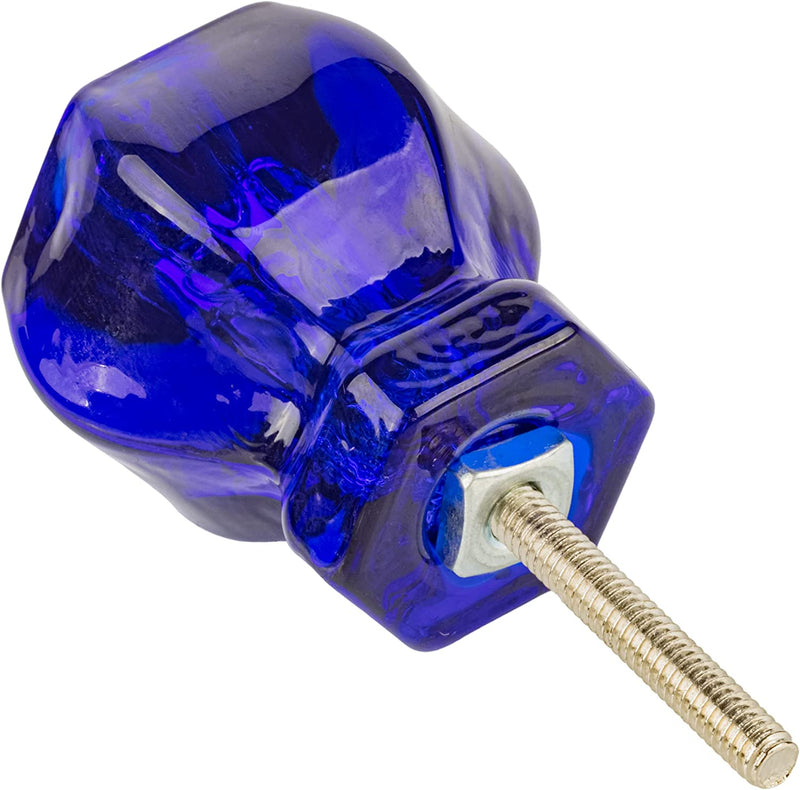 Depression Era Hexagonal Cobalt Blue Glass Drawer Knob | Diameter: 1 1/2"